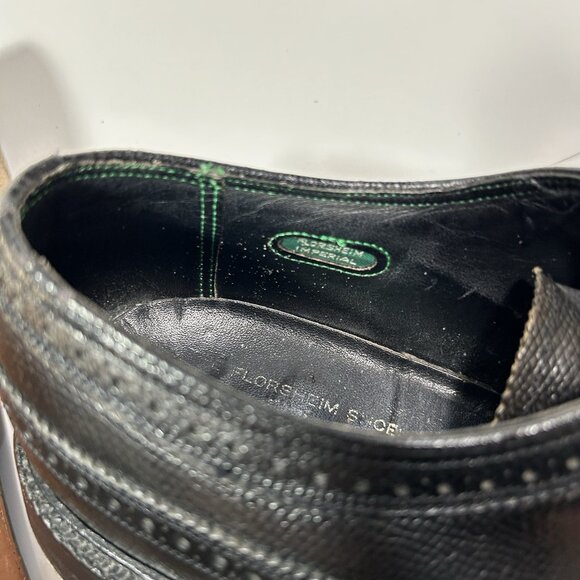 VTG Florsheim Imperial Kenmoor Wingtip Oxford Shoes Size 9 D Black Leather 92604 main image 6